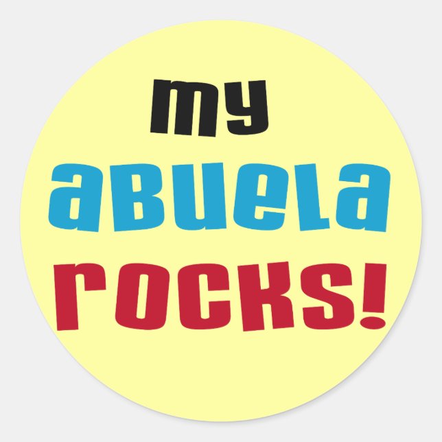 Adesivo Redondo Minha Abuela Rocks T-shirts e presentes (Frente)