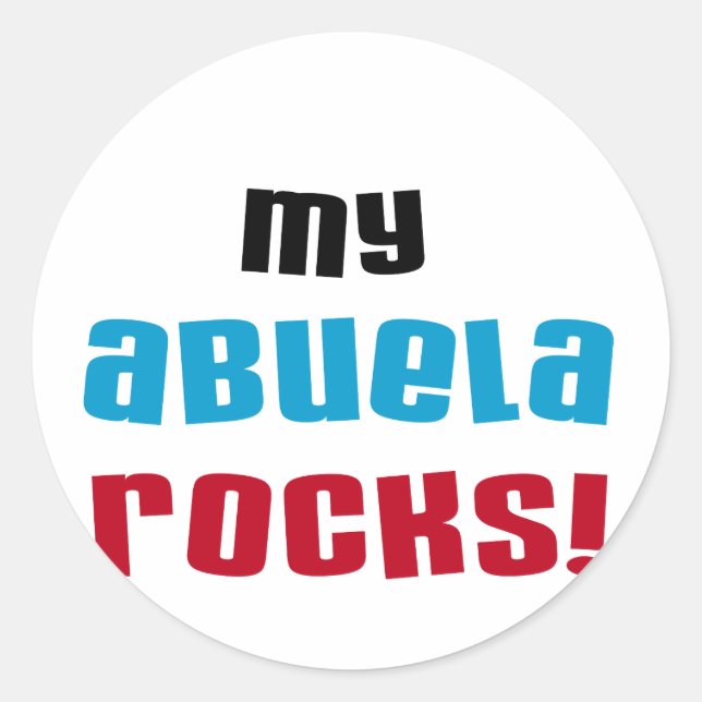 Adesivo Redondo Minha Abuela Rocks T-shirts e presentes (Frente)