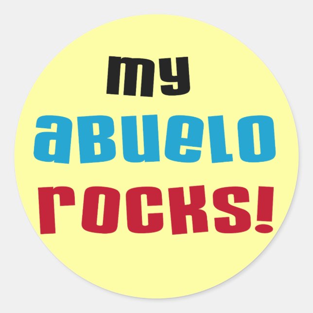 Adesivo Redondo Minha Abuelo Rocks T-shirts e presentes (Frente)