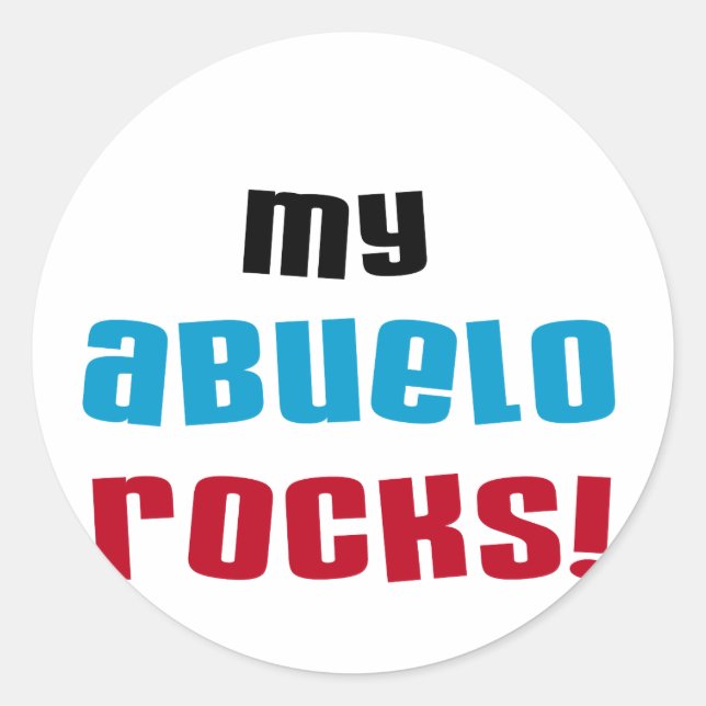 Adesivo Redondo Minha Abuelo Rocks T-shirts e presentes (Frente)