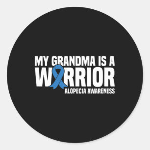 Adesivo Redondo Minha avó é uma guerreira Blue Ribbon Alopecia