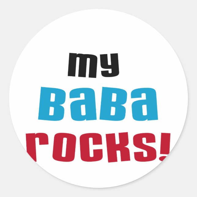 Adesivo Redondo Minha Baba Rocks T-shirts e presentes (Frente)