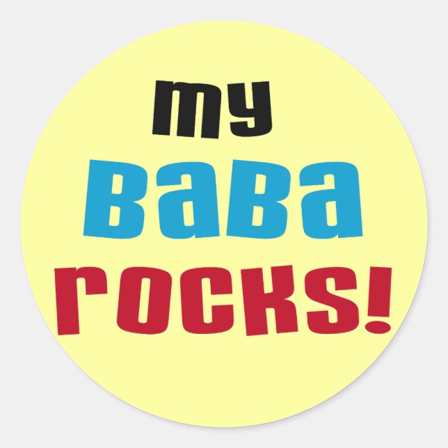 Adesivo Redondo Minha Baba Rocks T-shirts e presentes (Frente)