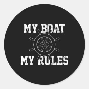 Adesivo Redondo Minha Barco Minhas Regras Camisa Divertida de Capi