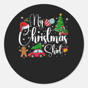Adesivo Redondo Minha Camisa de Natal Gingerpão Santa Ornament