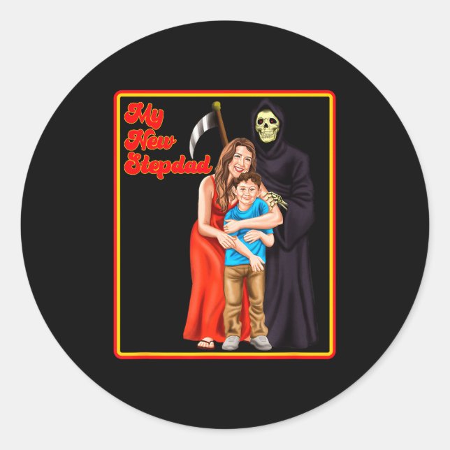 Adesivo Redondo Minha Camisa Irônica do Meu Novo Padrasto - Meme I (Frente)