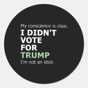 Adesivo Redondo Minha Consciência É Clara Que Eu Voto Para Trump