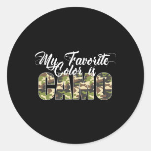 Adesivo Redondo Minha Cor Favorita É Camo Camuflagem Divertida Caç