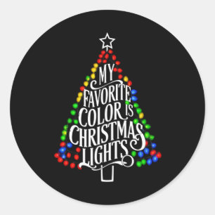 Adesivo Redondo Minha Cor Favorita É Luzes De Natal Xmas Feriado