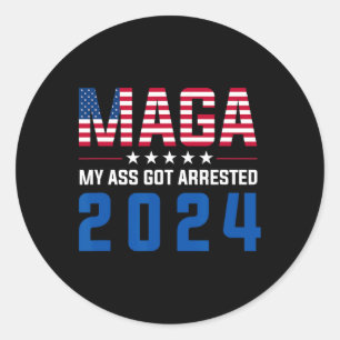 Adesivo Redondo Minha Detida em 2024, Engraçada Gag Anti-Trump Dem