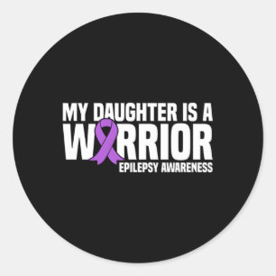 Adesivo Redondo Minha Filha É Um Guerreiro Fita Roxa Epilepsia