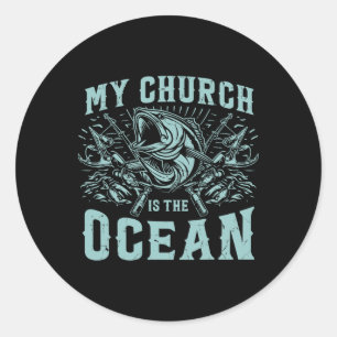 Adesivo Redondo Minha Igreja É Pescar No Oceano
