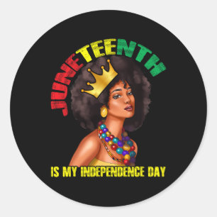 Adesivo Redondo Minha Independência Dia da Mulher Africana Melanin