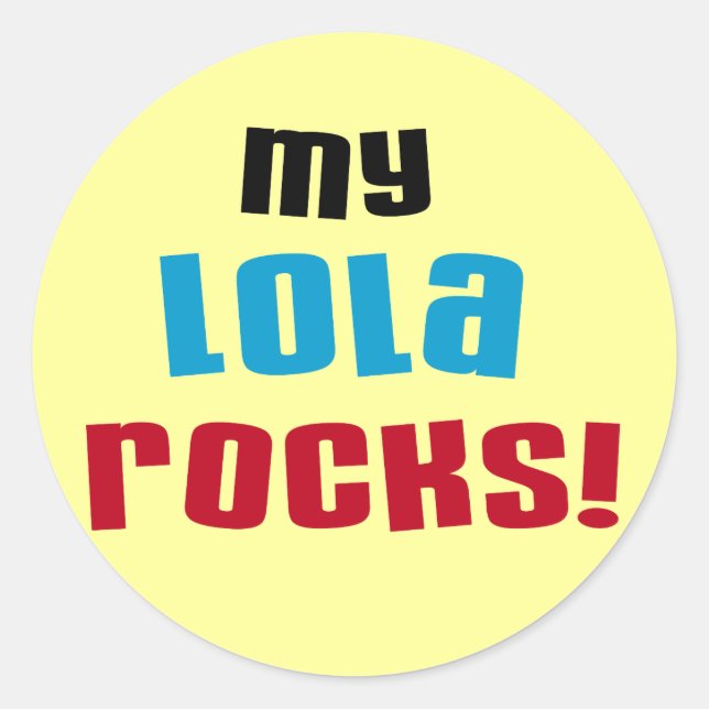 Adesivo Redondo Minha Lola Rocks T-shirts e presentes (Frente)
