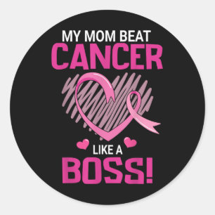 Adesivo Redondo Minha Mãe Batia O Cancer Da Mama Como Um Guerreiro