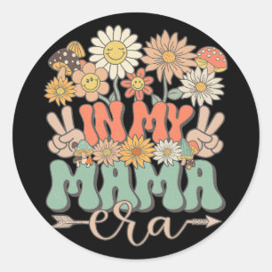 Adesivo Redondo Minha Mãe Era Floral Hippie Groovy Retro Daisy Mot
