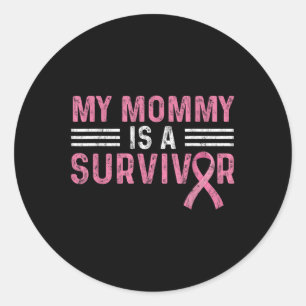 Adesivo Redondo Minha Mamãe É Um Sobrevivente Cancer De Fita Rosa 