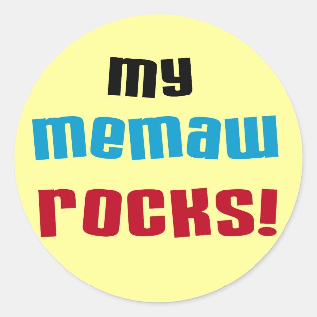 Adesivo Redondo Minha Memaw Rocks T-shirts e presentes (Frente)