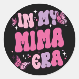 Adesivo Redondo Minha Mima Era Engraçada Borboleta Groovy Retro Mã