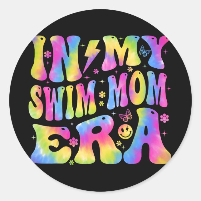 Adesivo Redondo Minha Natação Mãe Era Nadadores Engraçados Nadando (Frente)