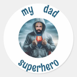Adesivo Redondo Minha pai é super-herói