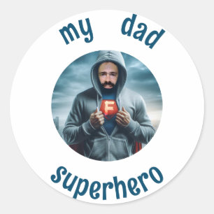 Adesivo Redondo Minha pai é super-herói