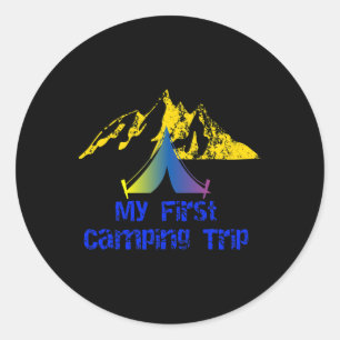 Adesivo Redondo Minha Primeira Viagem de Camping Aventura Acampame