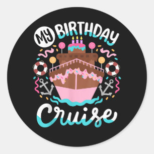 Adesivo Redondo Minha Viagem de Cruzeiros de Férias de Aniversário