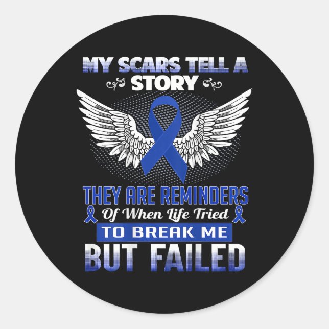 Adesivo Redondo Minhas cicatrizes contam uma história - Consciênci (Frente)