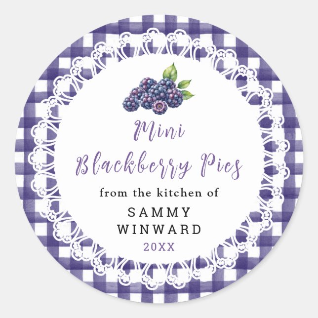 Adesivo Redondo Mini Blackberry Pies Packaging Label (Frente)