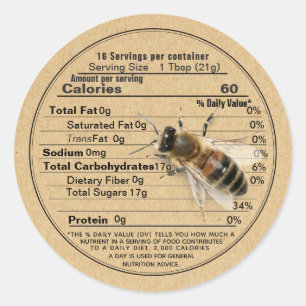 Adesivo Redondo Mini Honey Lid Label Kraft Nutrição Fato com Abe