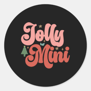 Adesivo Redondo Mini Jolly Retro Groovy Férias de Natal Criança
