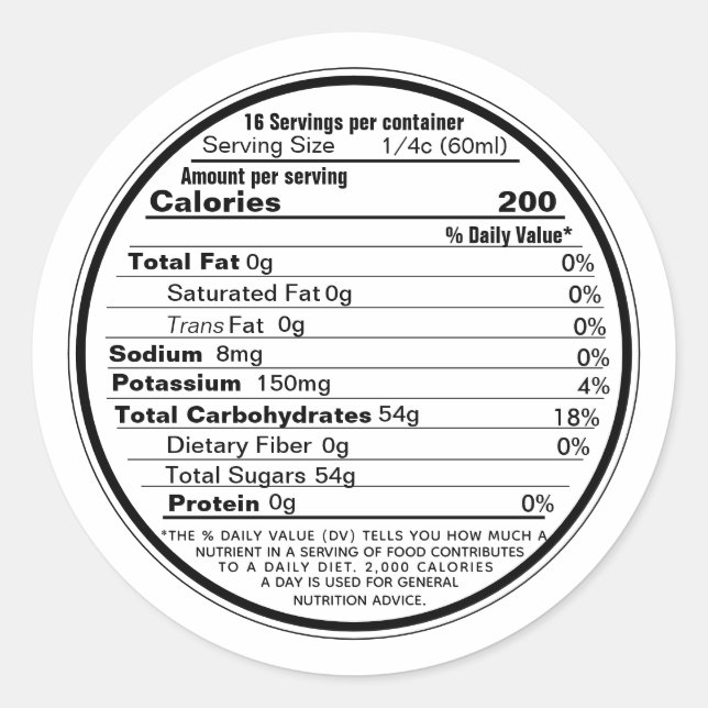 Adesivo Redondo Mini Lid Label Maple Syrup Nutrition 2020 (Frente)