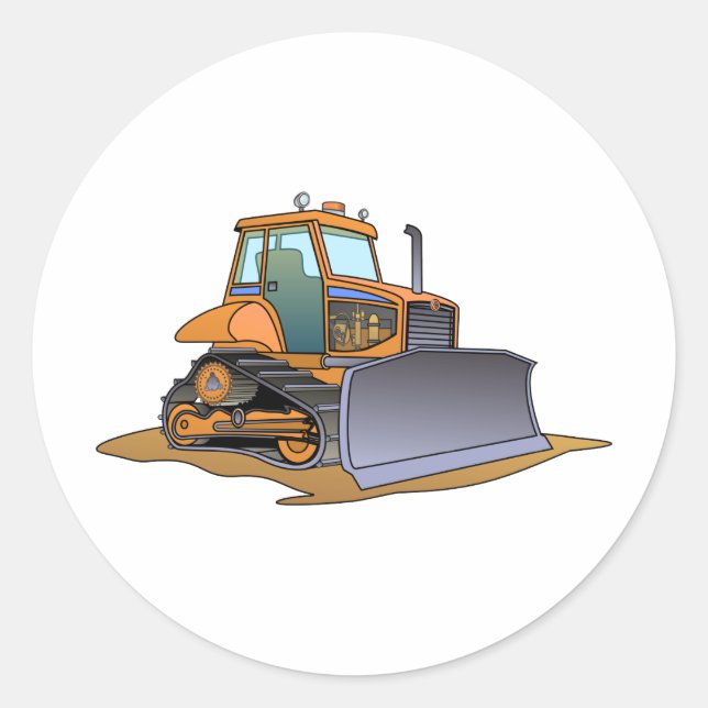 Adesivo Redondo Mini Orange Bulldozer (Frente)