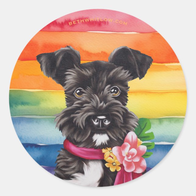 Adesivo Redondo Mini Schnauzer Pride (Frente)
