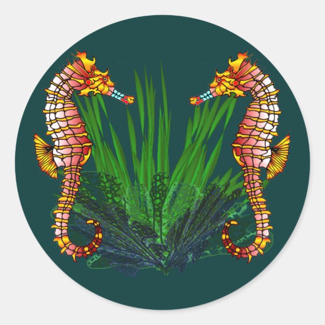 Adesivo Redondo Mini Sequaruium Peeks Autocolantes do Mar (Frente)