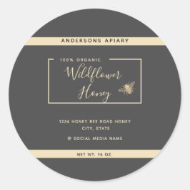Adesivo Redondo Minialista Cloreira de mel de abelha de ouro moder