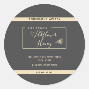 Adesivo Redondo Minialista Cloreira de mel de abelha de ouro moder