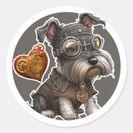 Adesivo Redondo Miniatura - Cão Schnauzer