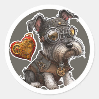 Adesivo Redondo Miniatura - Cão Schnauzer