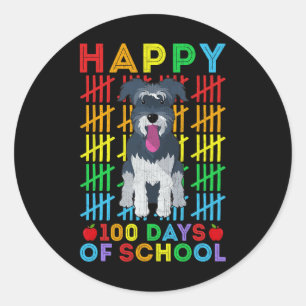 Adesivo Redondo Miniatura Estudante de Cachorro Schnauzer Feliz 10