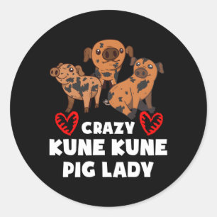 Adesivo Redondo Miniatura Pig Kune Kune Pig Proprietário Kunekune 