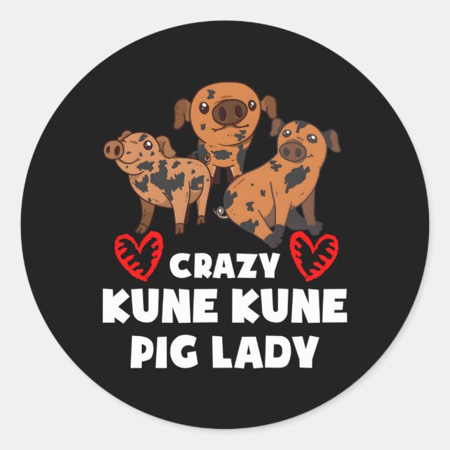 Adesivo Redondo Miniatura Pig Kune Kune Pig Proprietário Kunekune  (Frente)