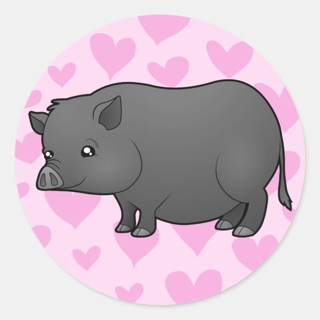 Adesivo Redondo Miniatura Pig Love (Frente)