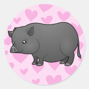 Adesivo Redondo Miniatura Pig Love
