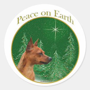 Adesivo Redondo Miniatura Pinscher Peace