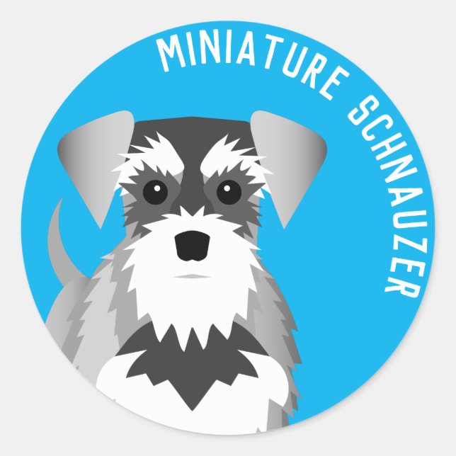 Adesivo Redondo Miniatura Schnauzer - Cão de Cartoon (Frente)