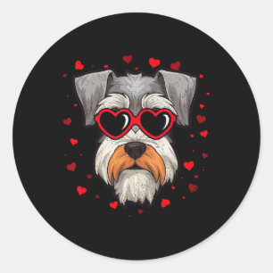 Adesivo Redondo Miniatura Schnauzer Coração de São Valentim Amante