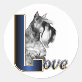 Adesivo Redondo Miniatura Schnauzer LOVE