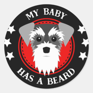 Adesivo Redondo Miniatura Schnauzer Meu Bebê Tem Barba